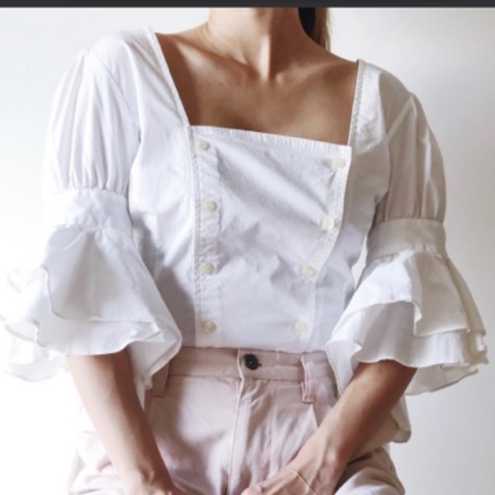 Rebecca & Drew frill sleeves shirt 38 B. Flattering!